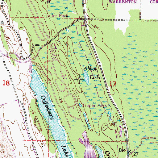 Topographic Map of Abbot Lake, OR