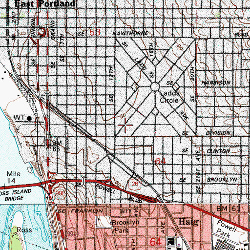 Topographic Map of Abernethy Elementary School, OR