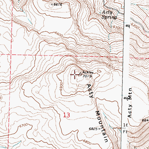 Topographic Map of Acty Mountain, OR