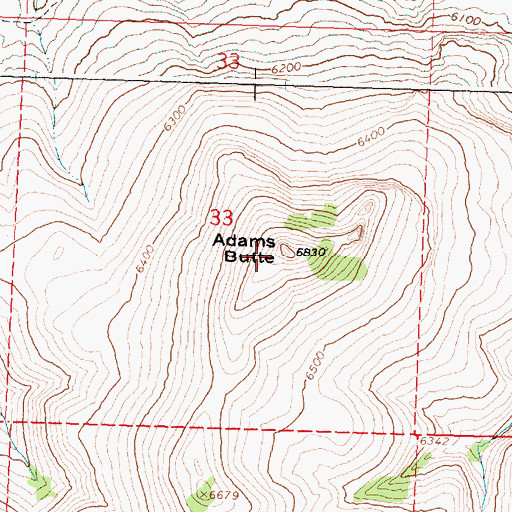 Topographic Map of Adams Butte, OR