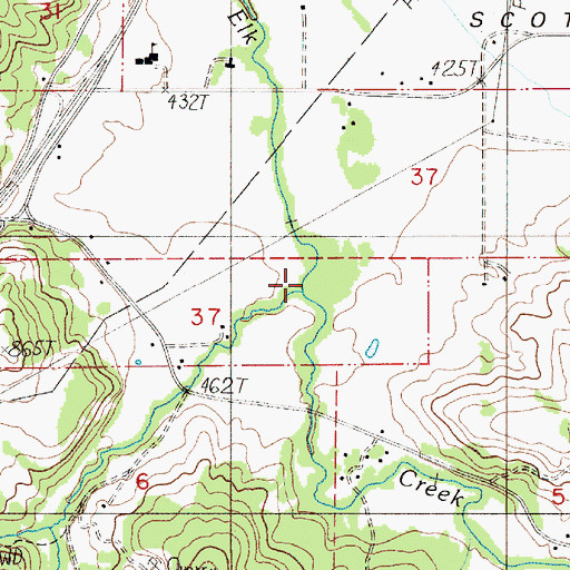 Topographic Map of Adams Creek, OR