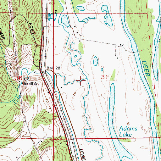 Topographic Map of Adams Creek, OR