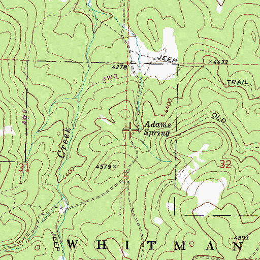 Topographic Map of Adams Spring, OR