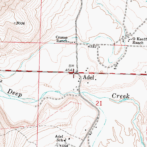 Topographic Map of Adel, OR