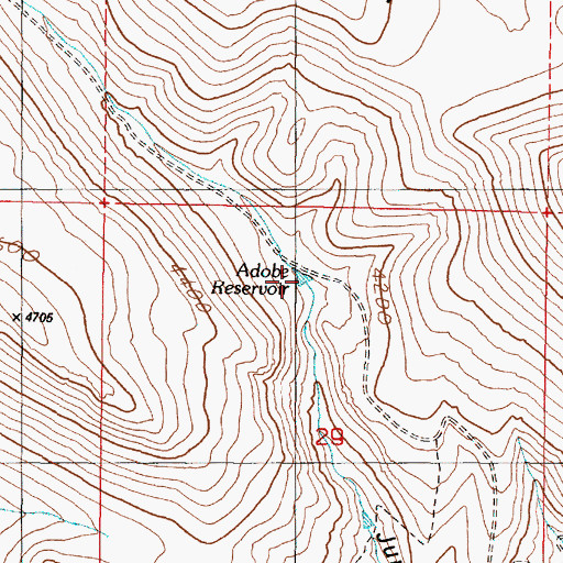 Topographic Map of Adobe Reservoir, OR