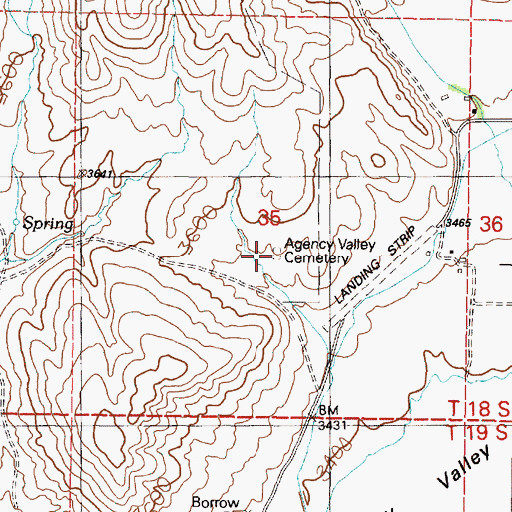 Topographic Map of Agency Valley Cemetery, OR