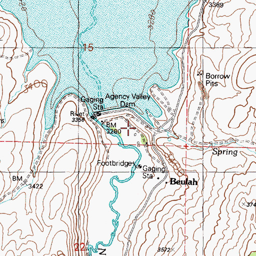 Topographic Map of Agency Valley Dam, OR