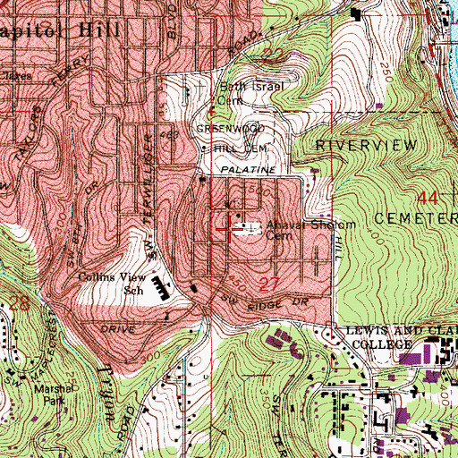 Topographic Map of Ahavai Sholom Cemetery, OR