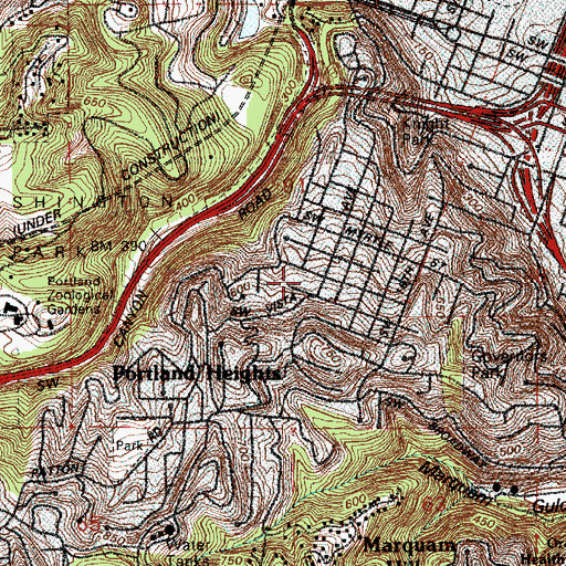 Topographic Map of Ainsworth Elementary School, OR