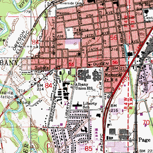 Topographic Map of West Albany High School, OR