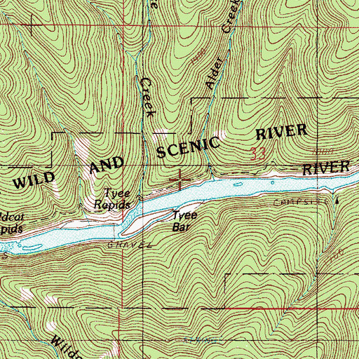 Topographic Map of Alder Creek, OR