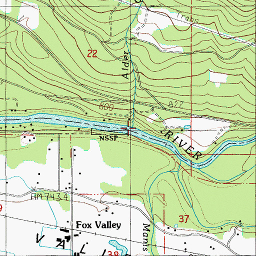 Topographic Map of Alder Creek, OR