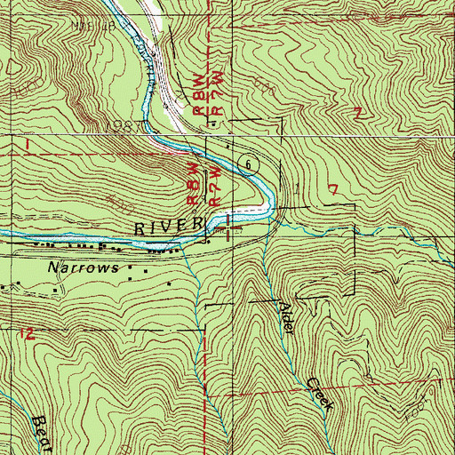 Topographic Map of Alder Creek, OR