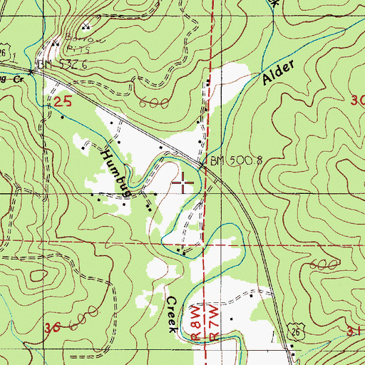 Topographic Map of Alder Creek, OR