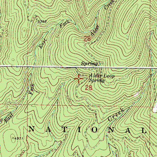 Topographic Map of Alder Loop Spring, OR