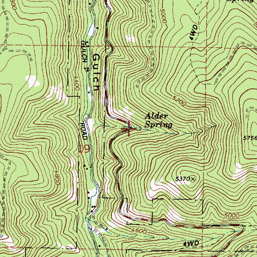 Topographic Map of Alder Spring, OR