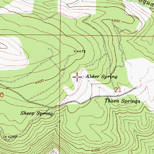 Topographic Map of Alder Spring, OR