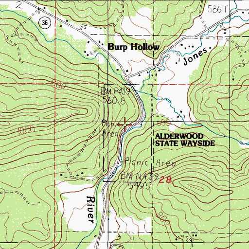 Topographic Map of Alderwood State Park, OR