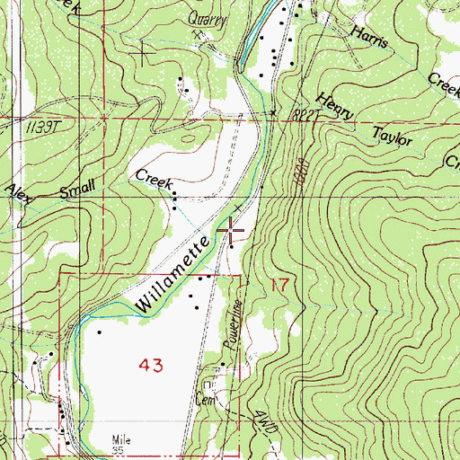 Topographic Map of Alex Small Creek, OR