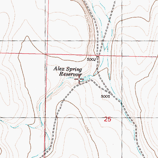 Topographic Map of Alex Spring Reservoir, OR