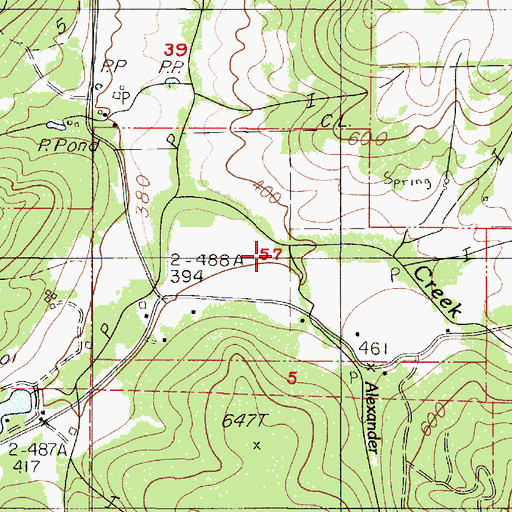 Topographic Map of Alexander Creek, OR