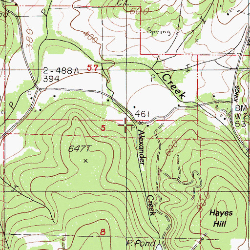 Topographic Map of Alexander School, OR