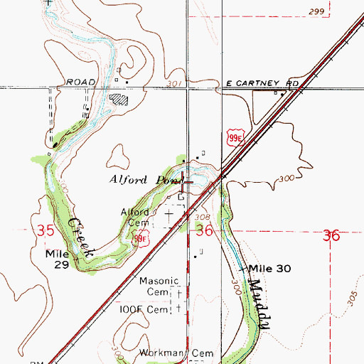 Topographic Map of Alford Pond, OR