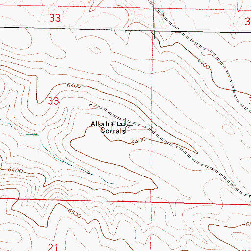 Topographic Map of Alkali Flat Corrals, OR