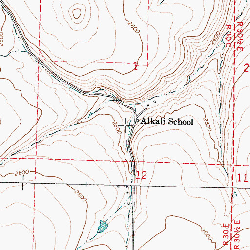 Topographic Map of Alkali School (historical), OR