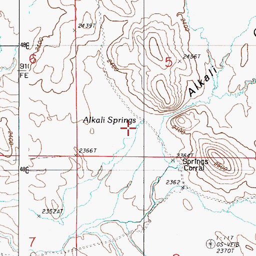Topographic Map of Alkali Springs, OR
