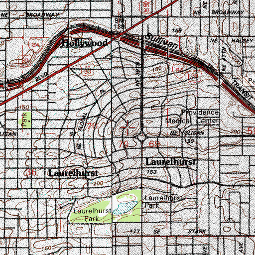 Topographic Map of All Saints School, OR