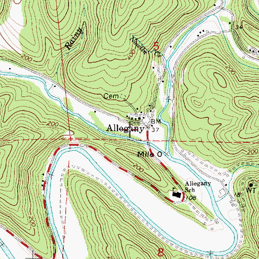 Topographic Map of Allegany, OR