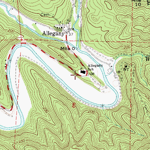 Topographic Map of Allegany School (historical), OR