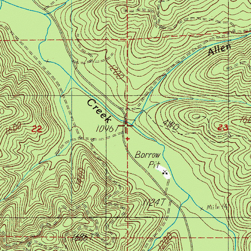 Topographic Map of Allen Creek, OR