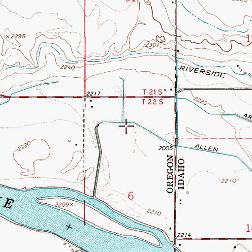 Topographic Map of Allen Drain, OR