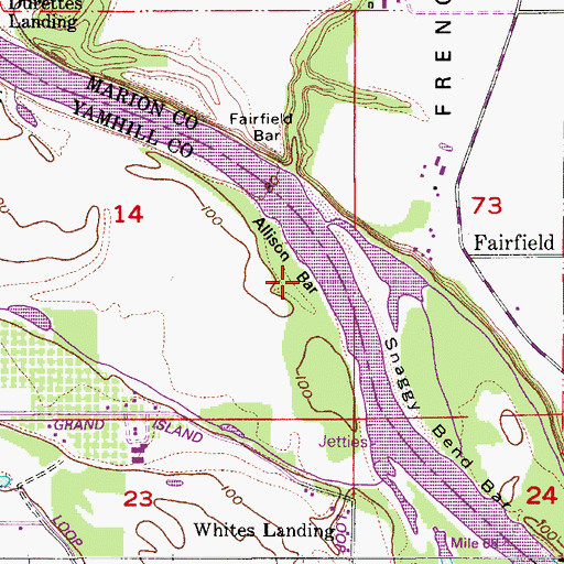 Topographic Map of Allison Bar, OR