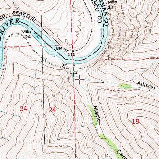 Topographic Map of Allison Canyon, OR