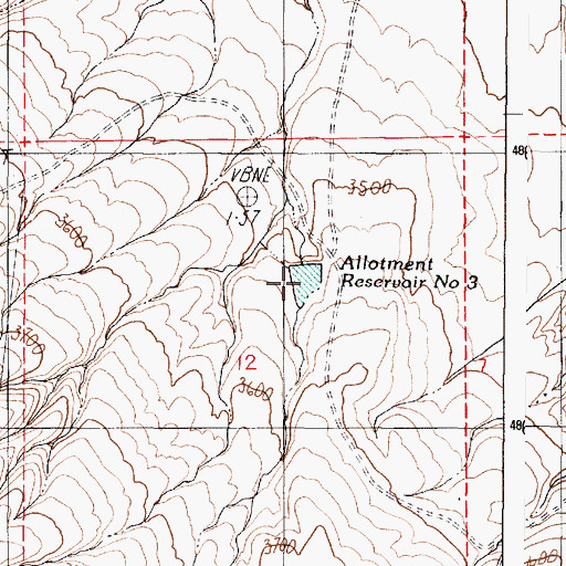 Topographic Map of Allotment Reservoir Number Three, OR