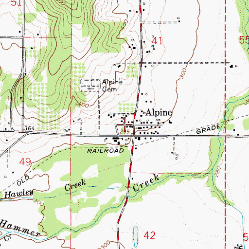 Topographic Map of Alpine, OR