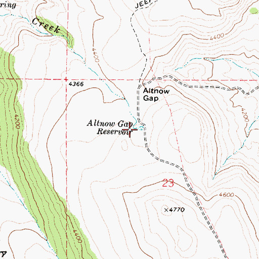 Topographic Map of Altnow Gap Reservoir, OR