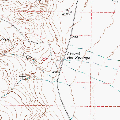 Topographic Map of Alvord Hot Springs, OR