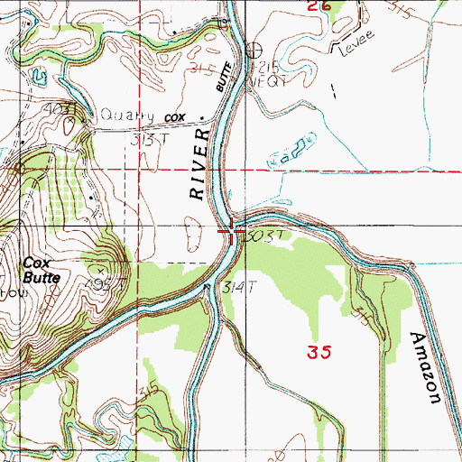 Topographic Map of Amazon Creek, OR