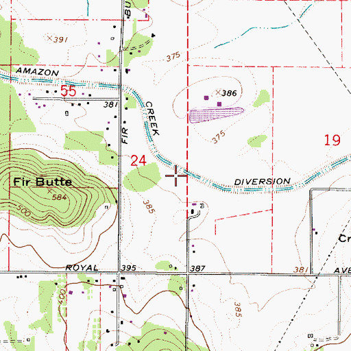 Topographic Map of Amazon Creek Diversion Channel, OR