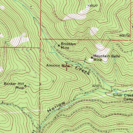 Topographic Map of Amazon Mine, OR