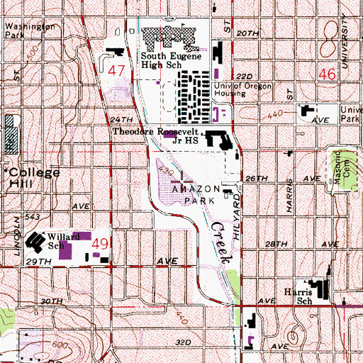Topographic Map of Amazon City Park, OR