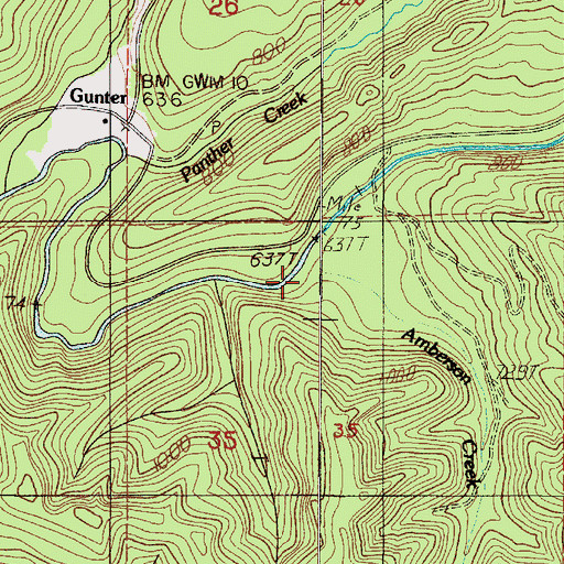 Topographic Map of Amberson Creek, OR