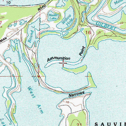 Topographic Map of Ammunition Point, OR