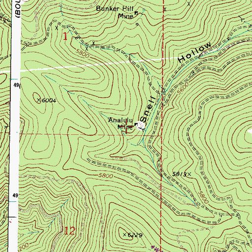 Topographic Map of Analulu Mine, OR