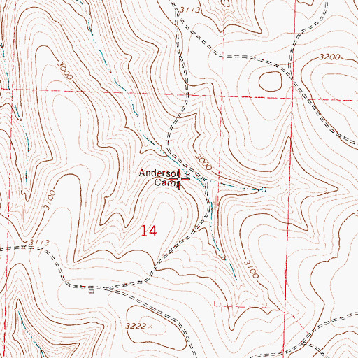 Topographic Map of Anderson Camp, OR