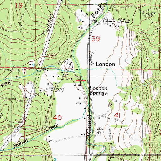 Topographic Map of Anderson Creek, OR